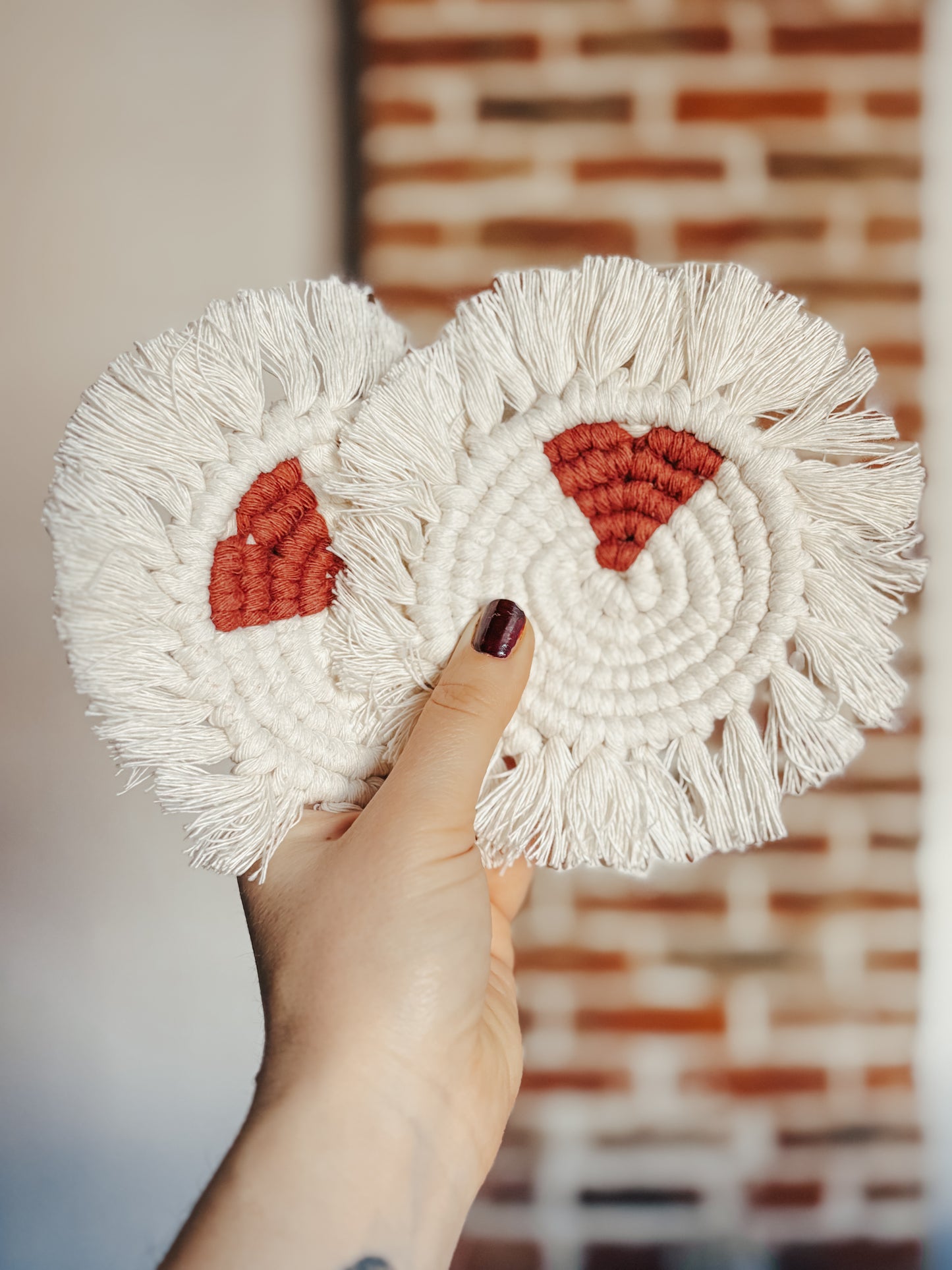 Sous verre en macramé - LOVE