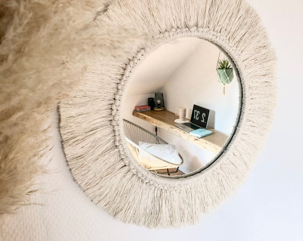 Miroir en macramé à franges - NELSON